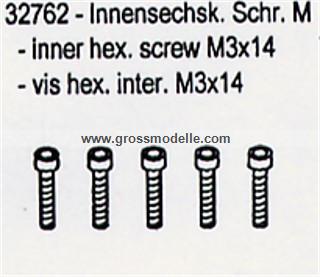 32762 Innensechskanntschraube M3x14    5 Stck